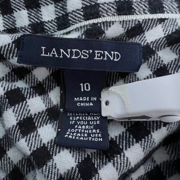 Lands’ End Women’s Checkered Button Up Top Black/White Size 10 - Picture 6 of 7